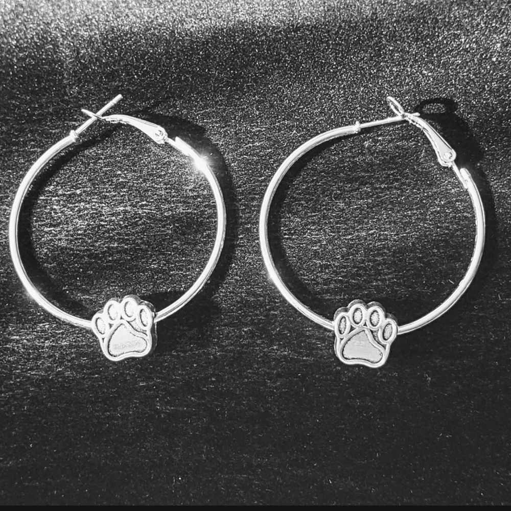 Whimsical Paw Print Hoop Earrings